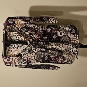 CAROLE LITTLE VINTAGE PURPLE MULTICOLOR PAISLEY 3/4 SLEEVE TOP SIZE LARGE